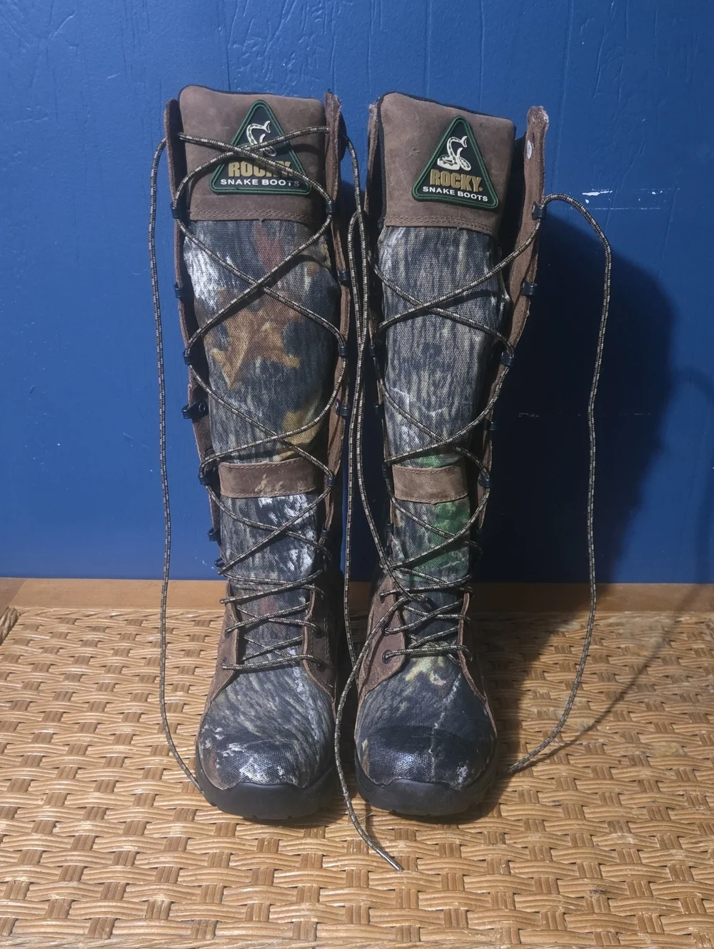 Rocky Men's Tall Lace-Up Camo Brown Snake Boots